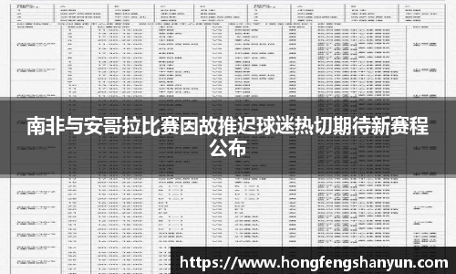 南非与安哥拉比赛因故推迟球迷热切期待新赛程公布